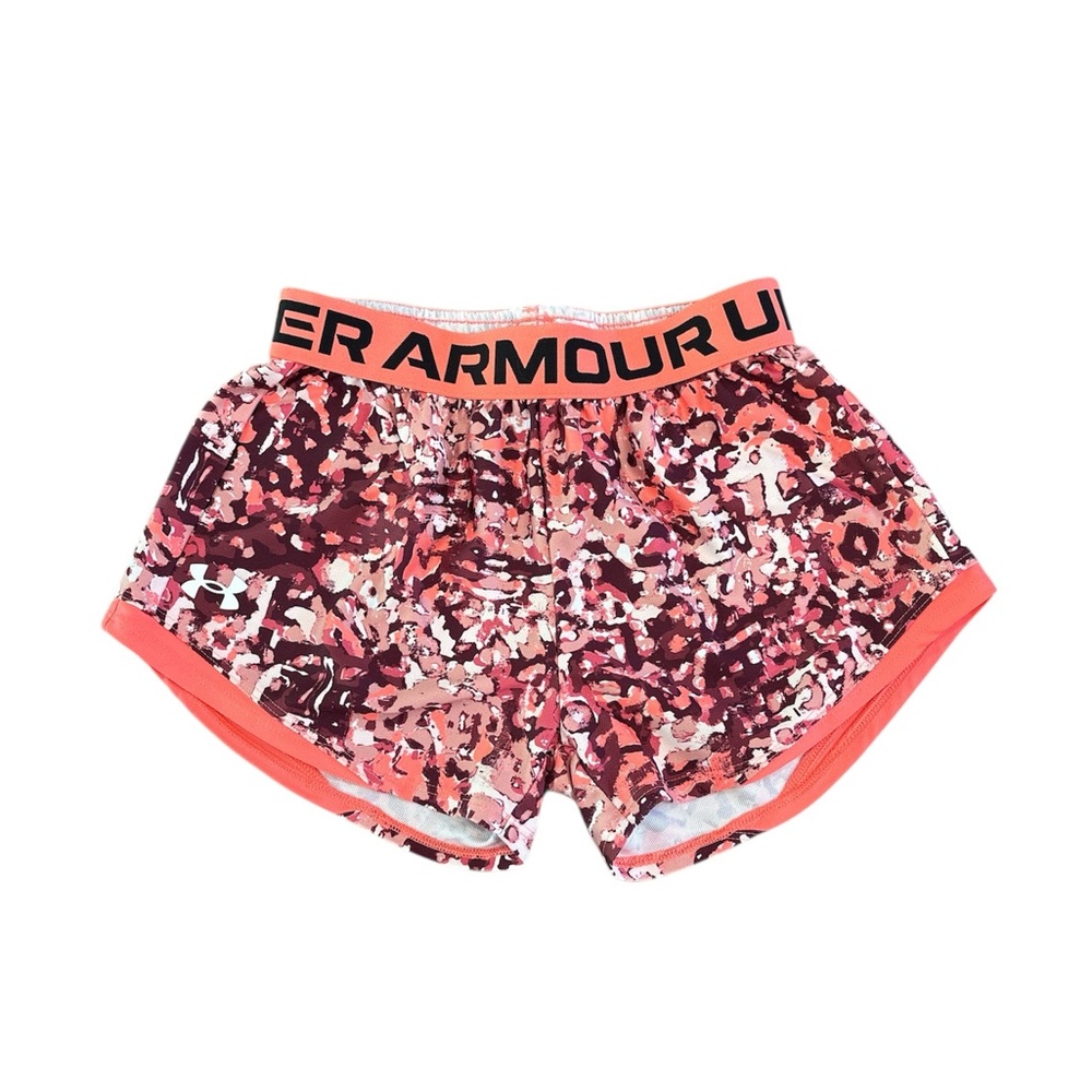 Under Armour girls Size medium Peachy/pink Patterned Shorts